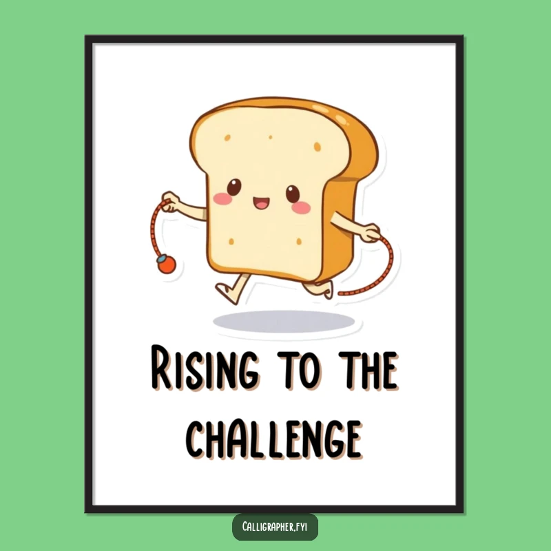 Funny Bread Skipping Poster: Comical Art for Kitchens and Gyms