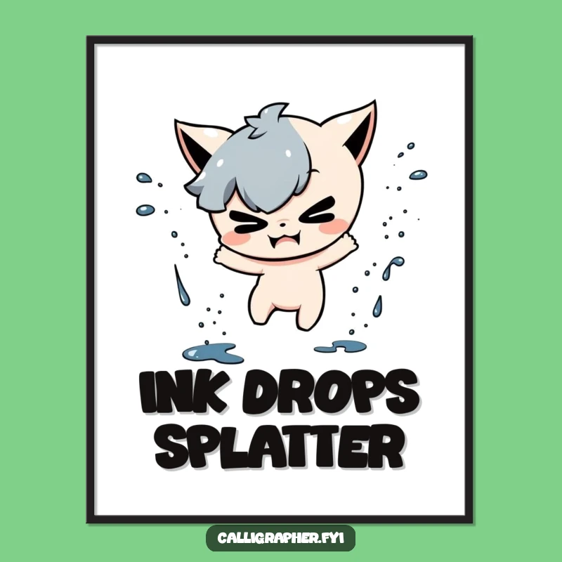 Funny Ink Splatter Poster: Mischievous Character Art Funny Gift