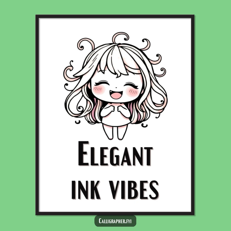 Funny Ink Swirls Poster: Happy Calligrapher Art Funny Gift