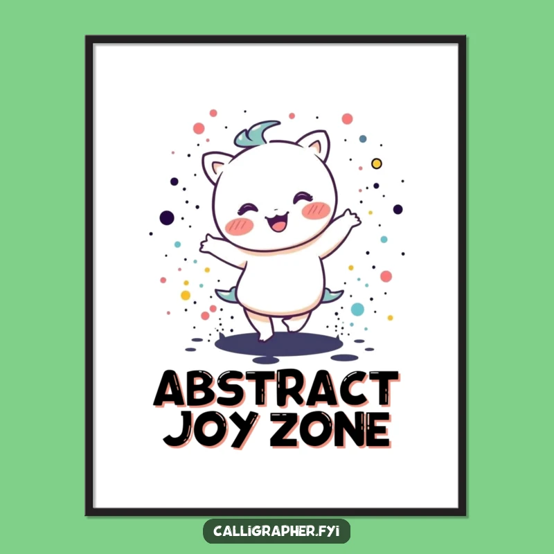 Funny Kawaii Happy Dance Poster - Vibrant Ink Splatter Wall Art