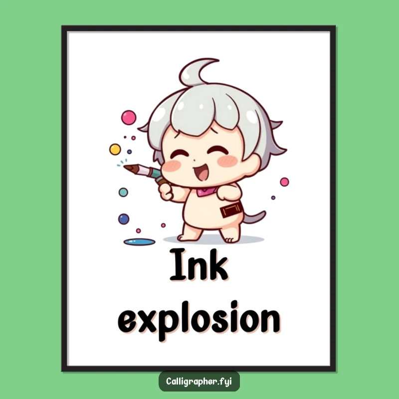 Funny Kawaii Ink Spray Poster: Creative Character Art, Hilarious Decor Gift