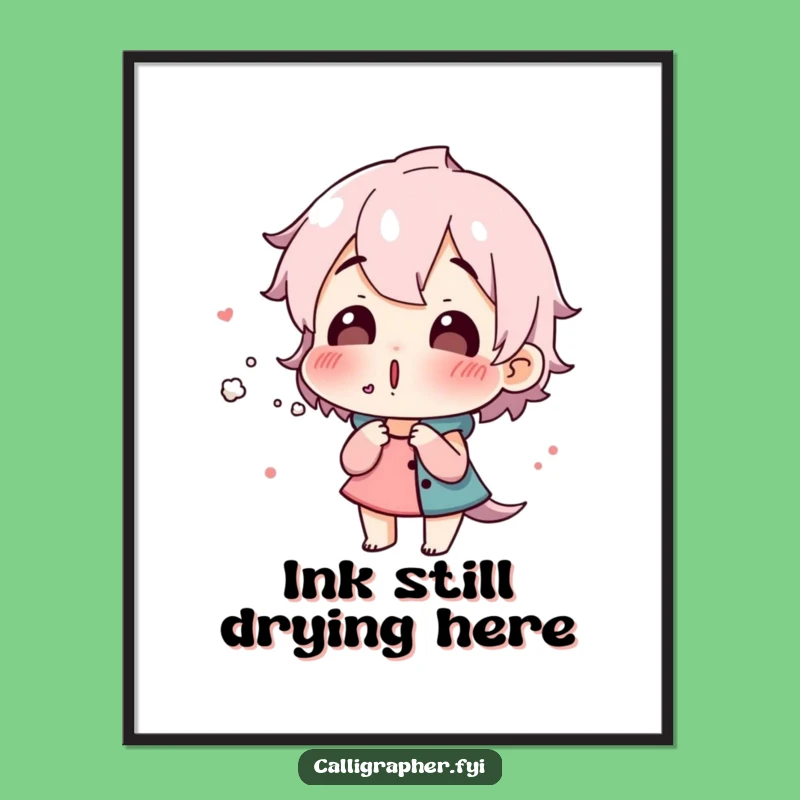 Funny Artist Poster - Surprised Ink Blower Character, Unique Wall Art Gift