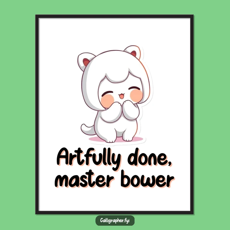 Free Printable Wall Art: Funny Bowing Character Artistic Flourish Quirky Downloadable Decor