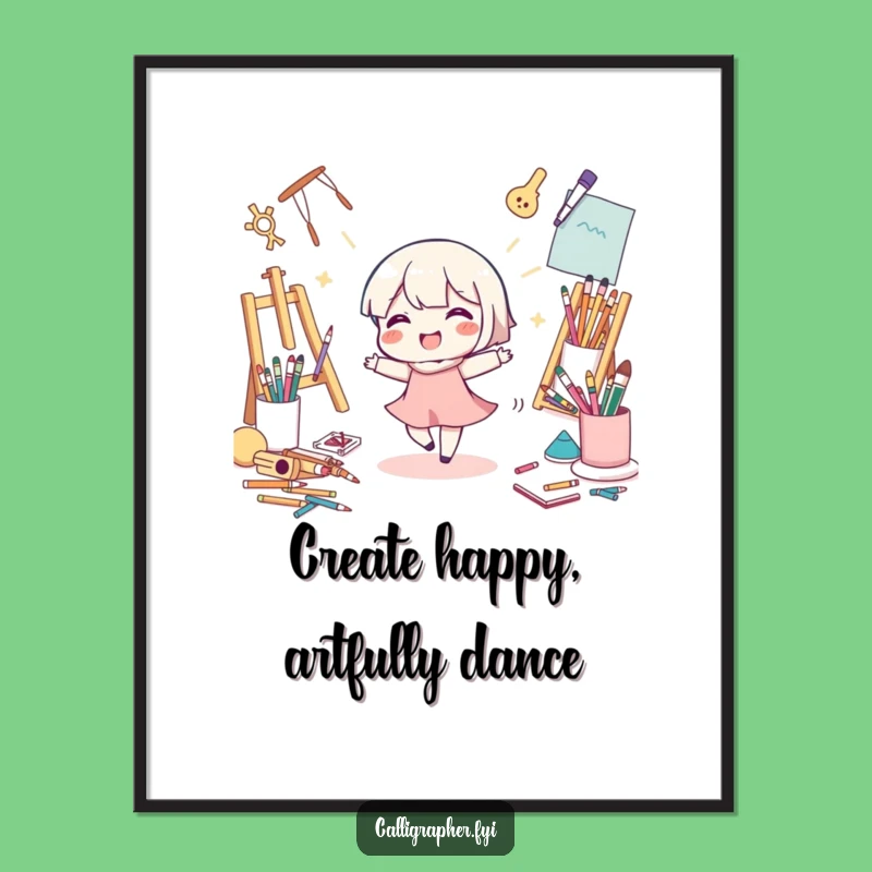 Funny Free Printable Wall Art: Art Character's Dance, Downloadable Art Gift