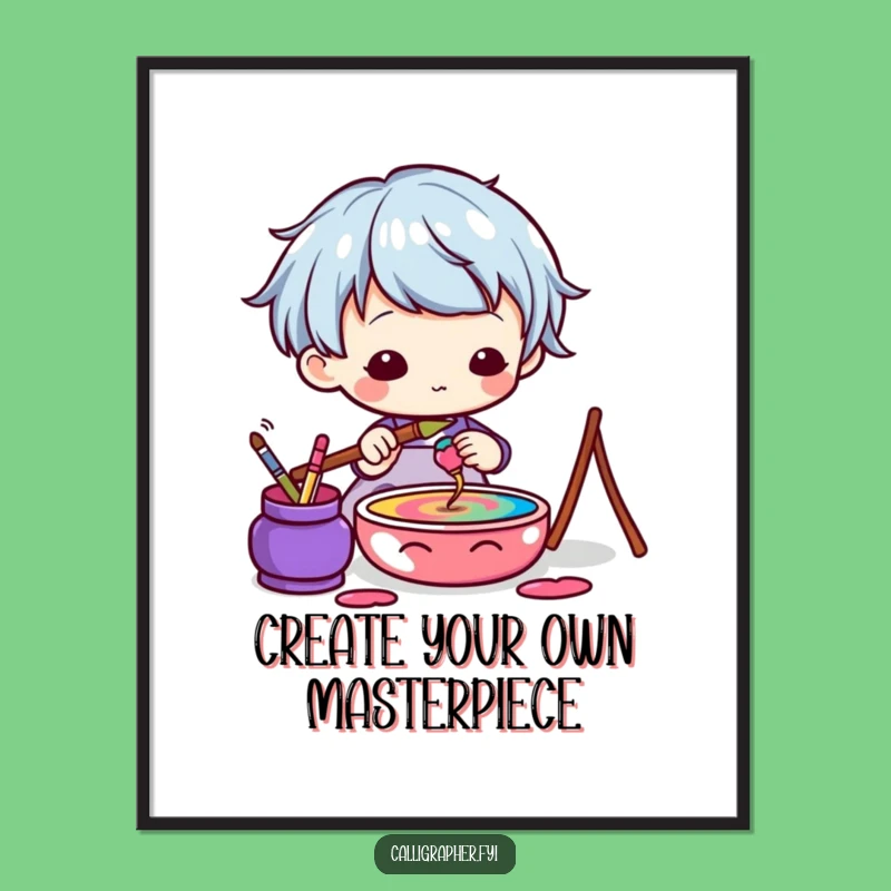 Free Printable Wall Art: Kawaii Artist - Humorous Downloadable Decor