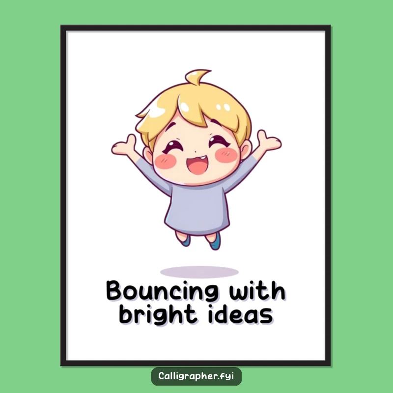 Free Printable Wall Art: Cheerful Bouncing Character for Humorous Home Decor
