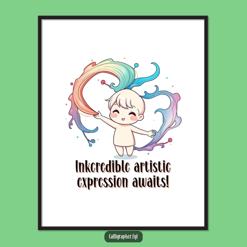 Free Printable Wall Art: Funny Character, Swirling Ink Art, Modern Decor