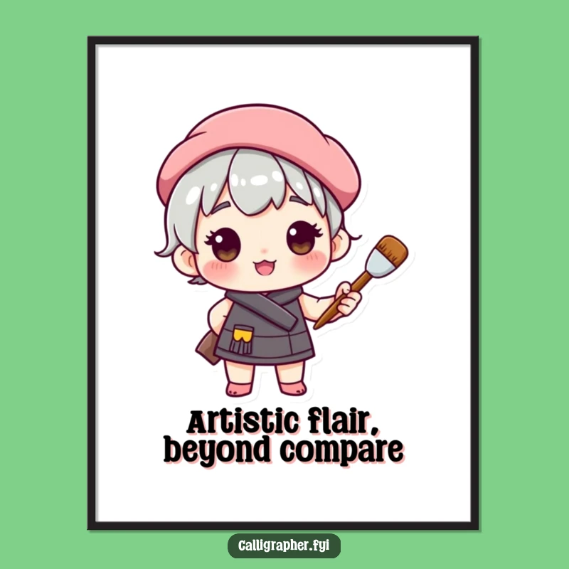 Free Printable Wall Art: Proud Artist Character with Paintbrush!