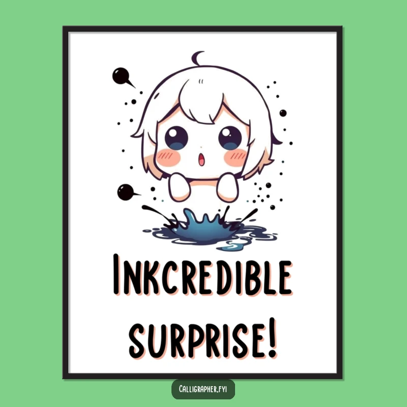 Free Printable Wall Art: Surprised Character, Ink Splatter Fun, Humorous Downloadable Decor