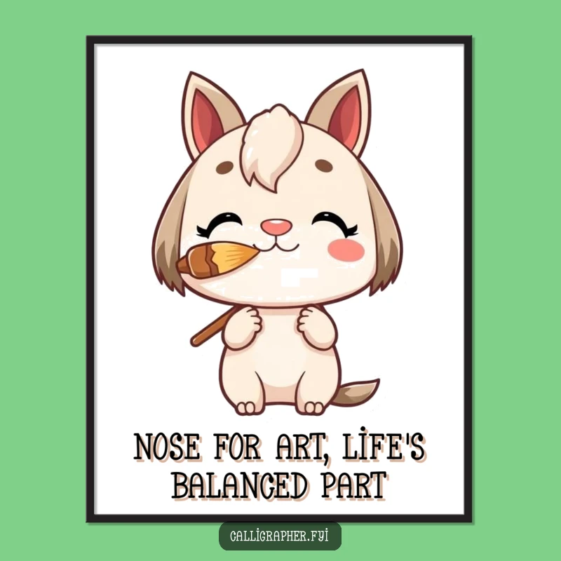 Funny Free Printable Wall Art: Balancing Brush Character, Downloadable Quirky Decor!