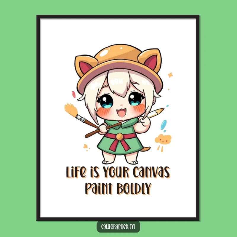 Funny Free Printable Wall Art: Exuberant Painter Character, Quirky Downloadable Art