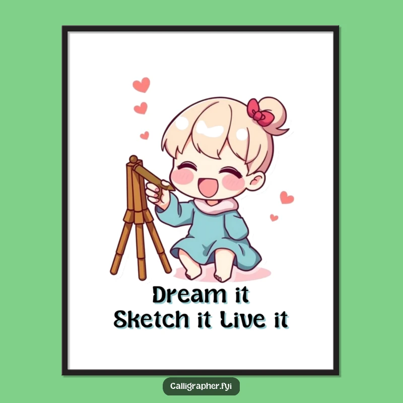 Funny Free Printable Wall Art: Whimsical Sketcher Character, Creative Downloadable Art