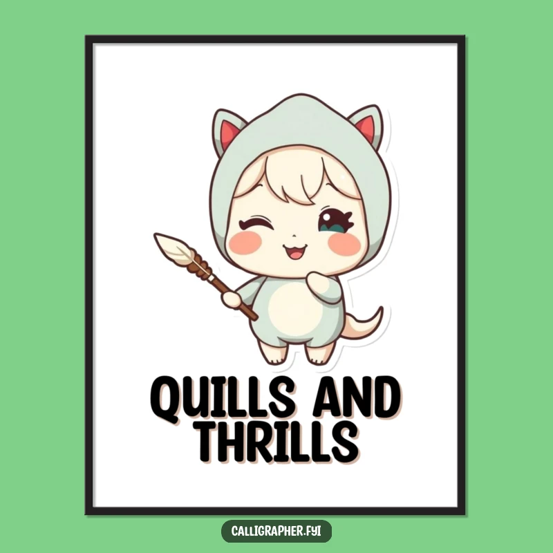 Funny Free Printable Wall Art: Winking Character with Quill - Hilarious Home Decor