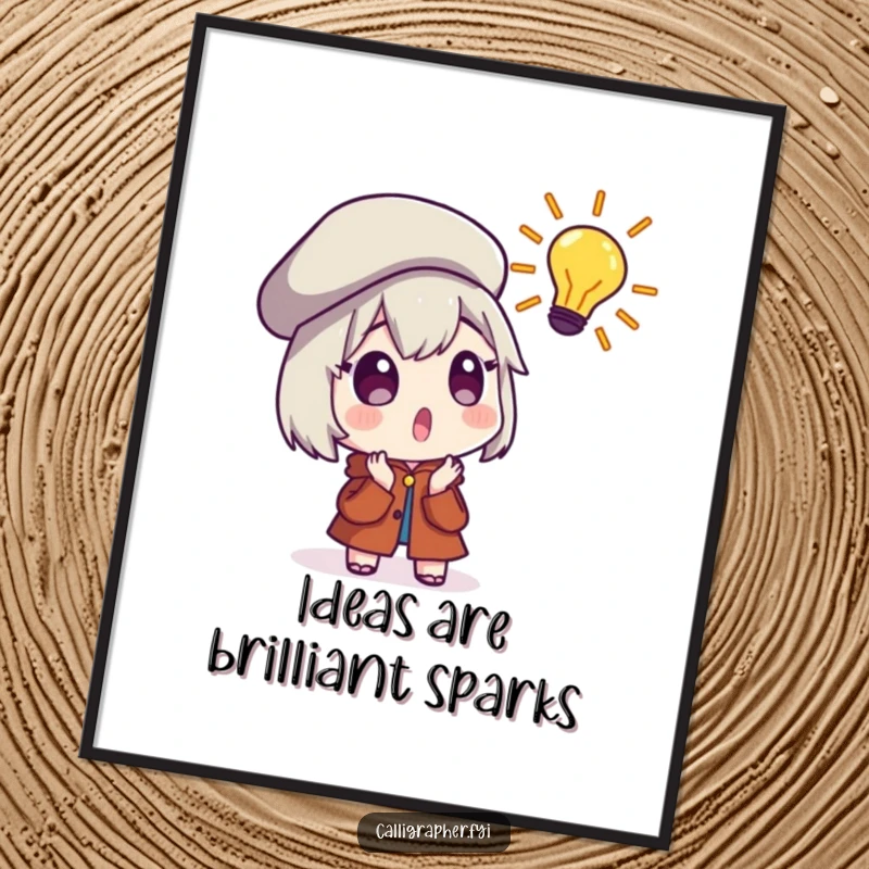 Funny Free Printable Wall Art: Surprised character with a beret reacts to a brilliant artistic idea, inspiring creativity.