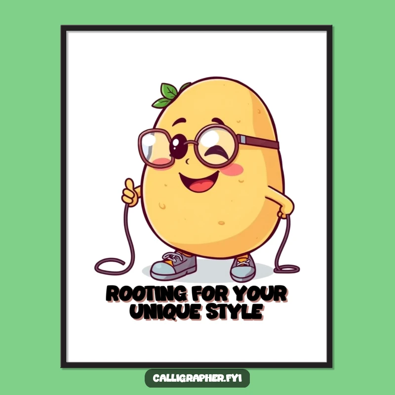 Free Printable Funny Wall Art: Monocled Potato Tumbles Download