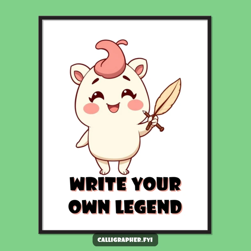 Funny Free Printable Wall Art: Quill Pen Character, Elegant Downloadable Art