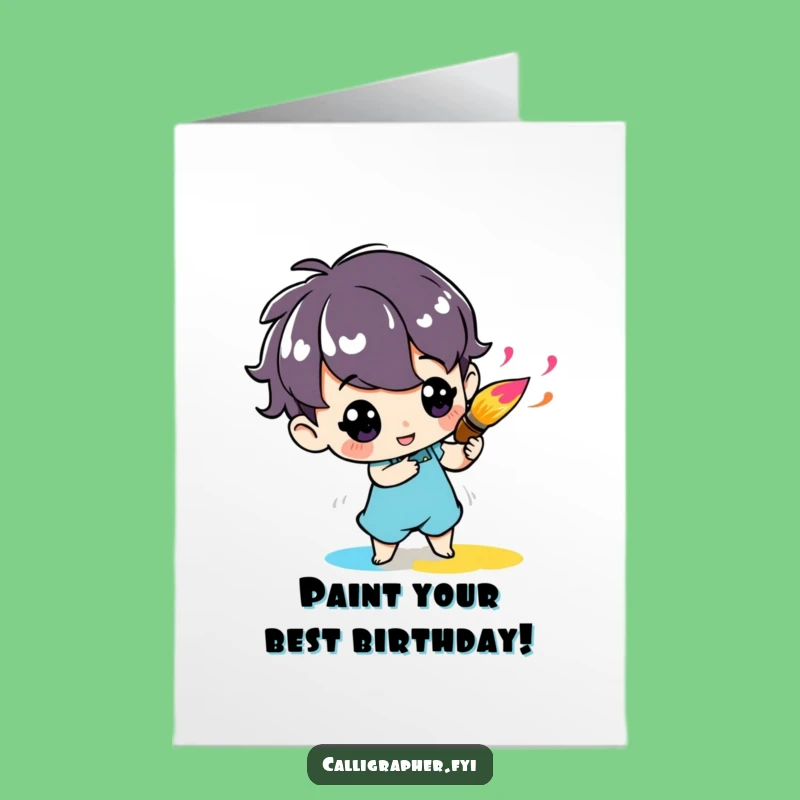 Artistic Free Printable Birthday Card - Twirling Paintbrush Humor Downloadable Gift