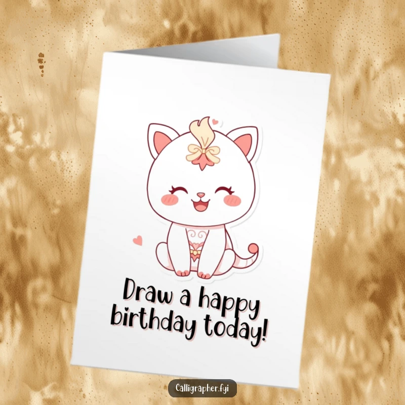 Funny Free Printable Birthday Card: Happy character meticulously drawing a detailed pattern, a perfect downloadable DIY greeting for art lovers.