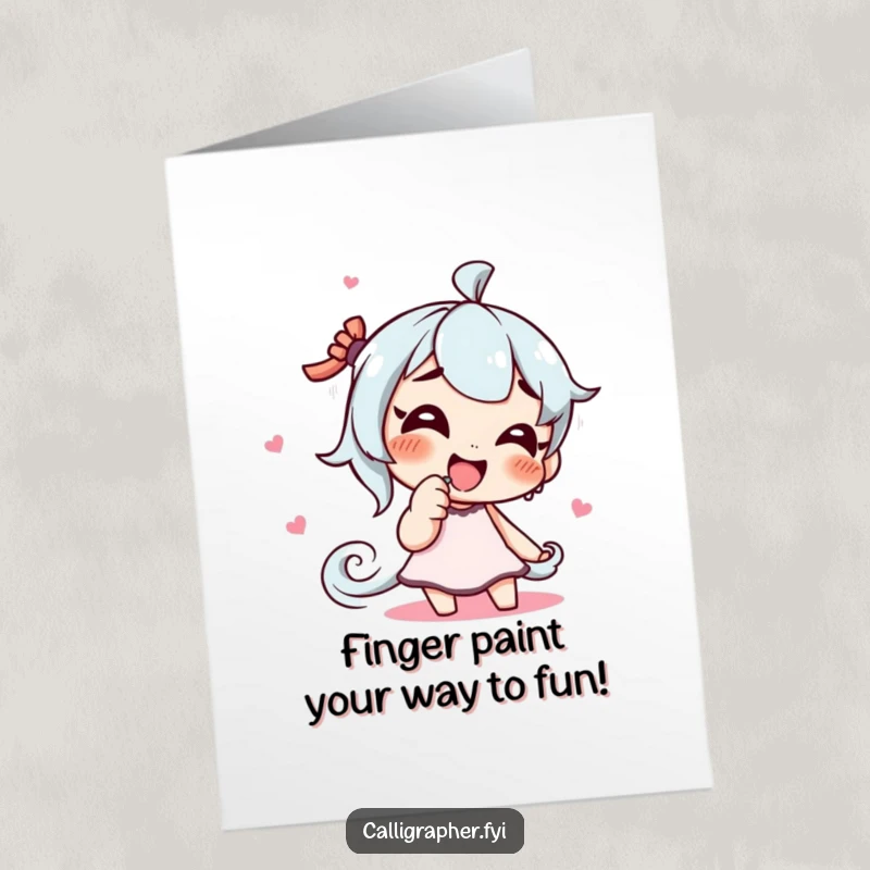 Funny Free Printable Birthday Card: Artist giggling while drawing a swirl with their finger, playful and creative.