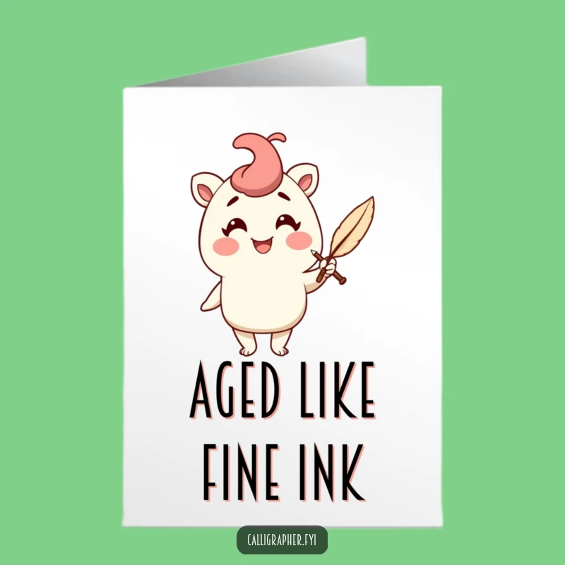 Free Printable Birthday Card: Cheerful Quill Character, Classic Downloadable Gift