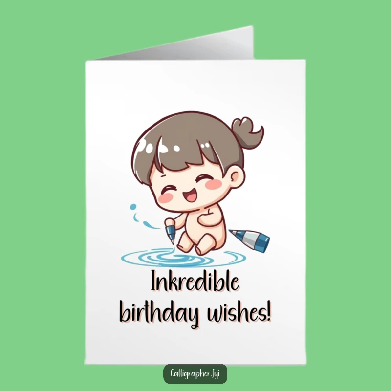 Free Printable Birthday Card: Swirling Ink Fun, Funny Downloadable Gift