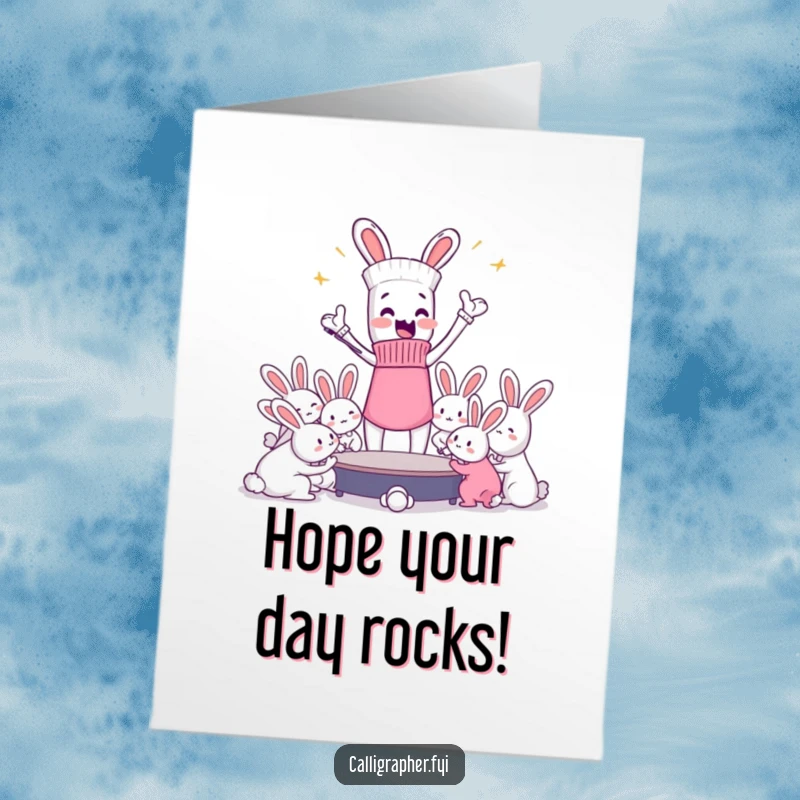 Funny Free Printable Birthday Card: Sock character conducting dust bunnies, musical birthday download.