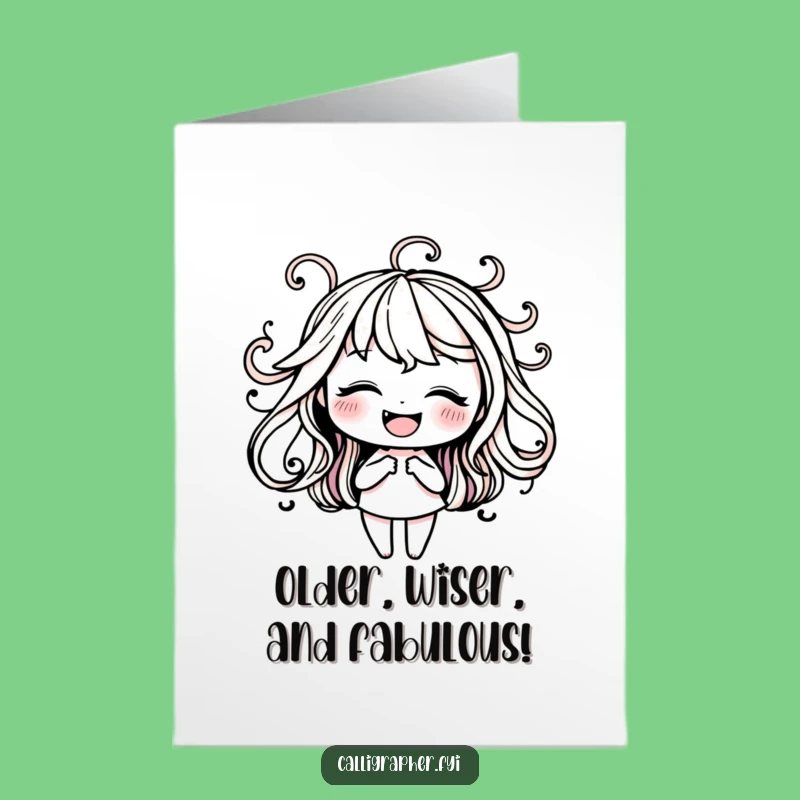 Free Printable Funny Birthday Card: Swirling Ink Character, DIY Downloadable Charm