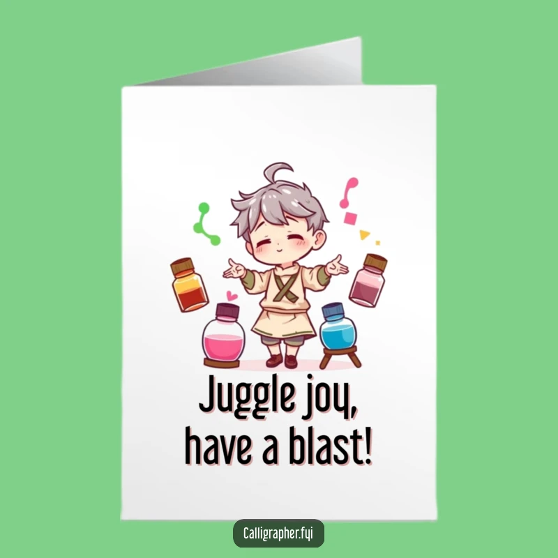 Juggling Artist Birthday Card: Free Printable Downloadable Greeting Card for Fun Celebrations