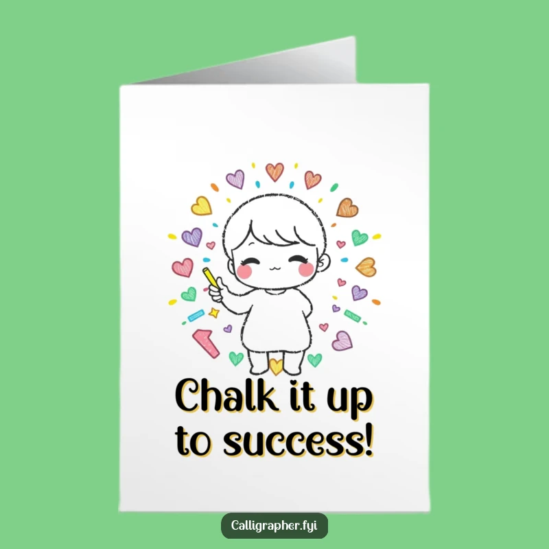 Free Printable Congrats Card: Character Chalk Art of Success!