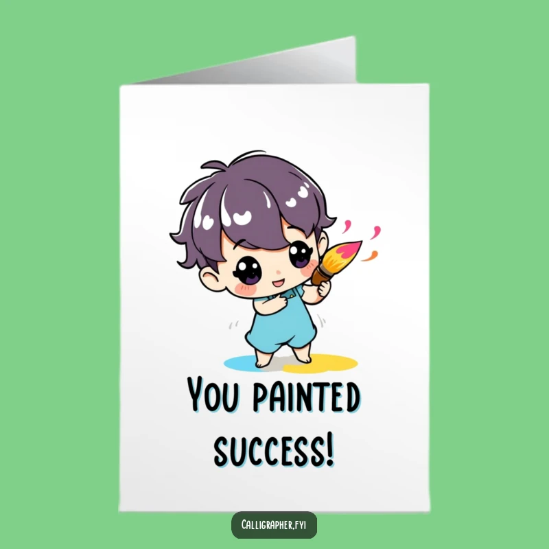 Free Printable Art Congrats Card - Twirling Paintbrush Humor Downloadable Gift