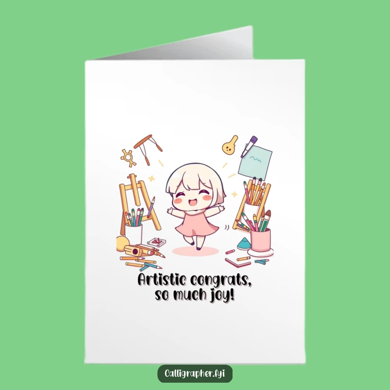 Free Printable Congrats Card: Art Character's Dance, Funny Downloadable DIY Gift