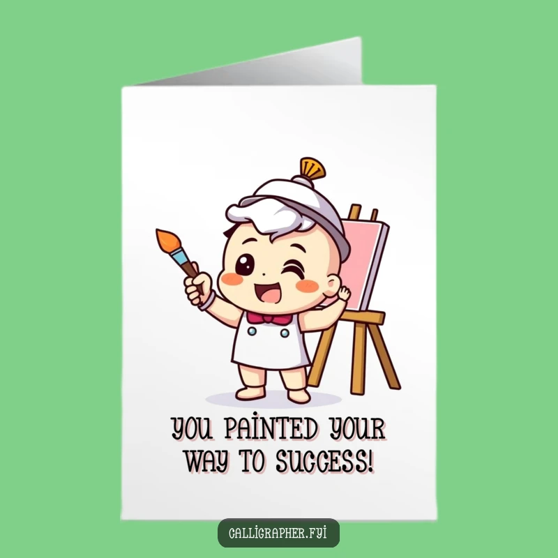 Free Printable Congrats Card: Artist Painting Success Downloadable Gift