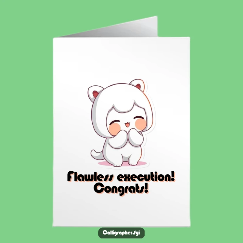 Free Printable Congrats Card: Bowing Character Artistic Flourish Perfect Downloadable Gift