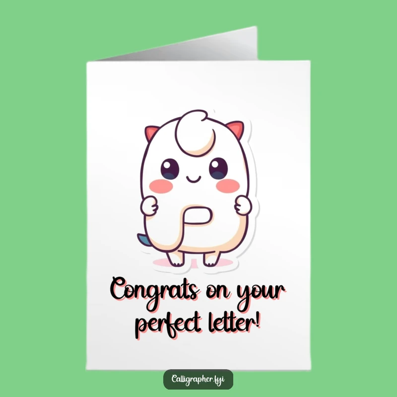 Free Printable Congrats Card: Cute Character's Letter Smile, Funny Downloadable Gift
