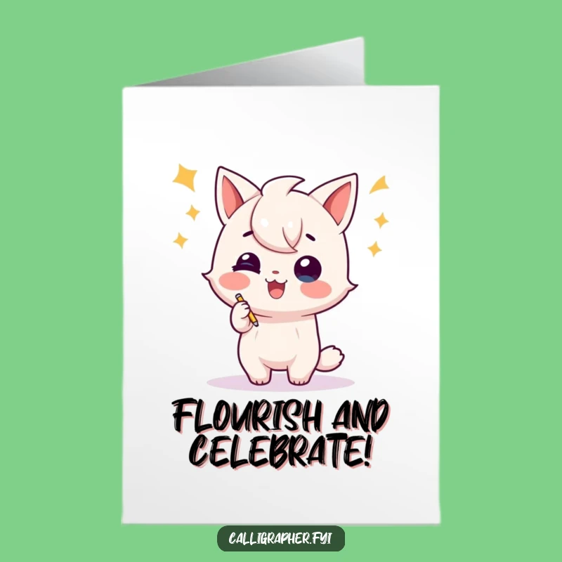 Free Printable Congrats Card: Flourishing Writer Character for a Joyful, Downloadable Gift