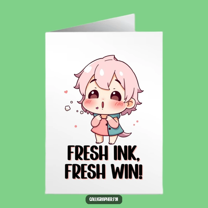 Free Printable Congrats Card: Surprised Ink Character for a Witty, Downloadable Gift