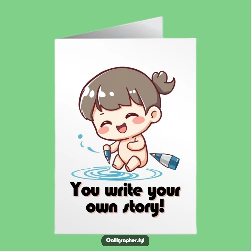 Free Printable Congrats Card: Swirling Ink Success, Funny Downloadable