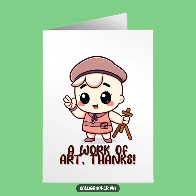 Free Printable Kawaii Artist Card: Funny Thanks Downloadable Gift for Your Muse!