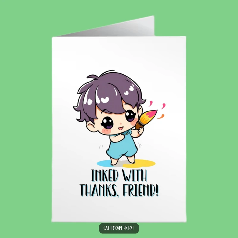 Funny Free Printable Thank You Art Card - Twirling Paintbrush Downloadable Gift