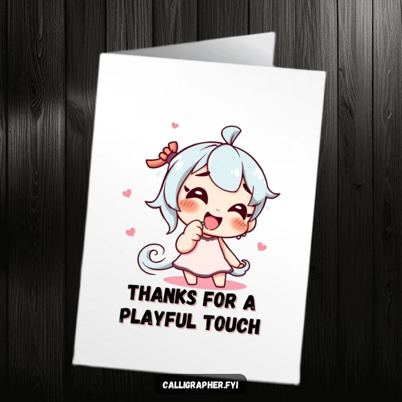 Funny Free Printable Thank You Card: Artist giggling and finger-painting a swirl, a unique downloadable gift.