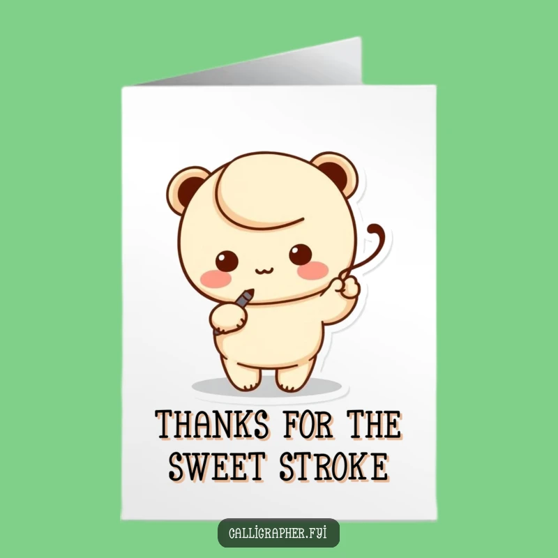 Free Printable Thank You Card: Funny Kawaii Penman, Elegant Swoosh, Downloadable