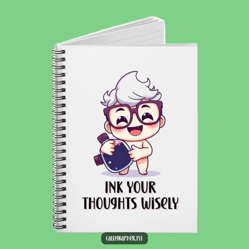 Funny Writer's Notebook - Happy Character's Ink Pot, Capture Your Thoughts with Literary Charm