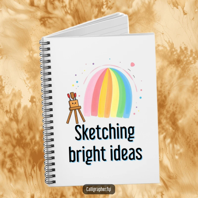 Funny notebook with an artist painting a rainbow, ideal for sketching, writing, and capturing creative thoughts with humor.