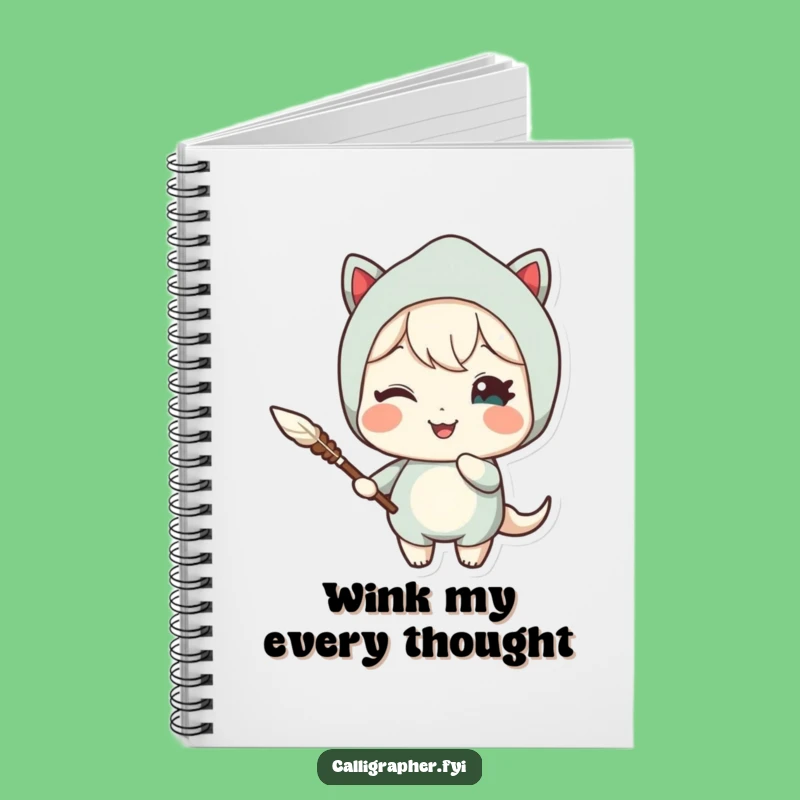 Funny Quill Notebook: Cute Character Winking Delight Journal