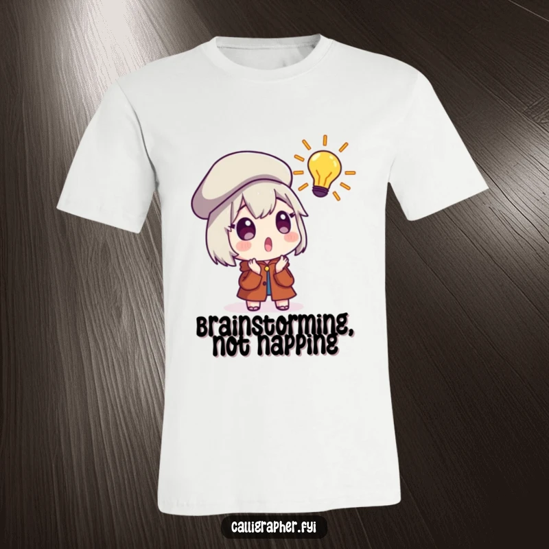 Funny T-Shirt with a surprised character sporting a beret, reacting with awe to a sudden, brilliant artistic concept.