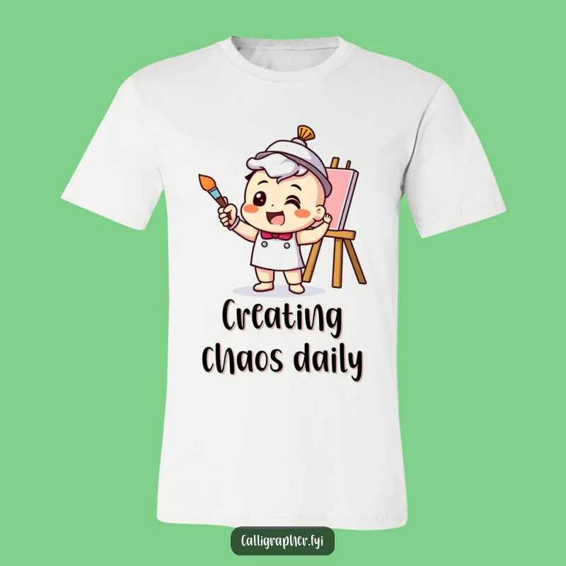 Funny Artist T-Shirt - Cheerful Character with Paintbrush, Express Your Creative Spirit Hilariously