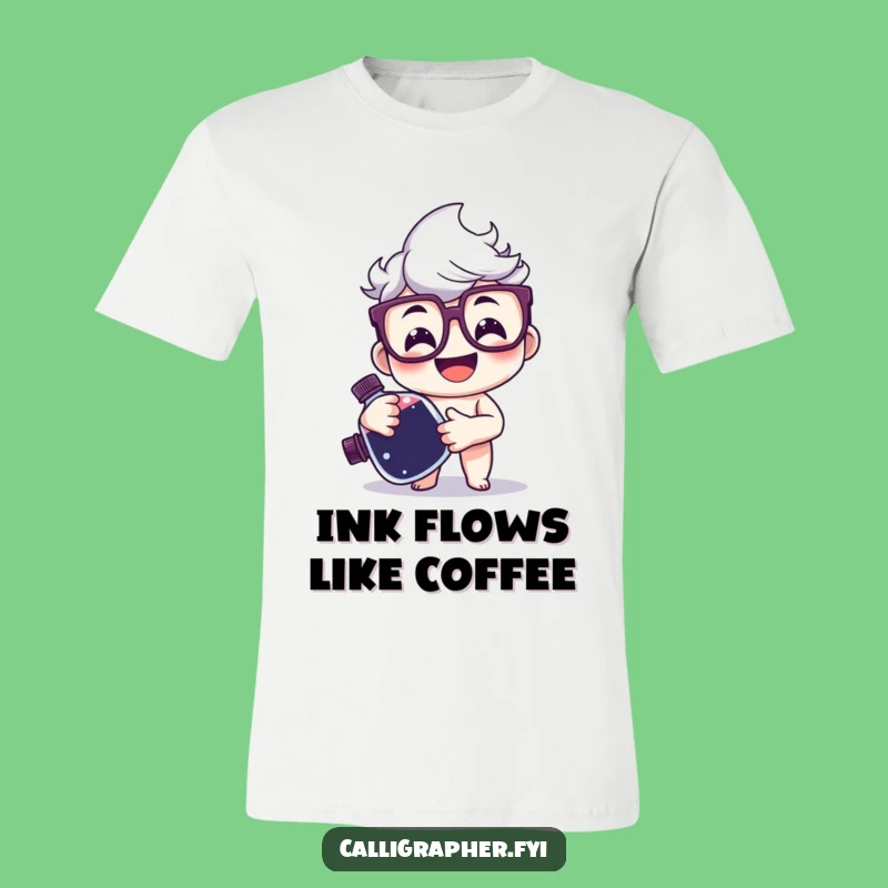 Funny Ink Lover T-Shirt - Happy Glasses Character, Express Your Passion for Writing Hilariously