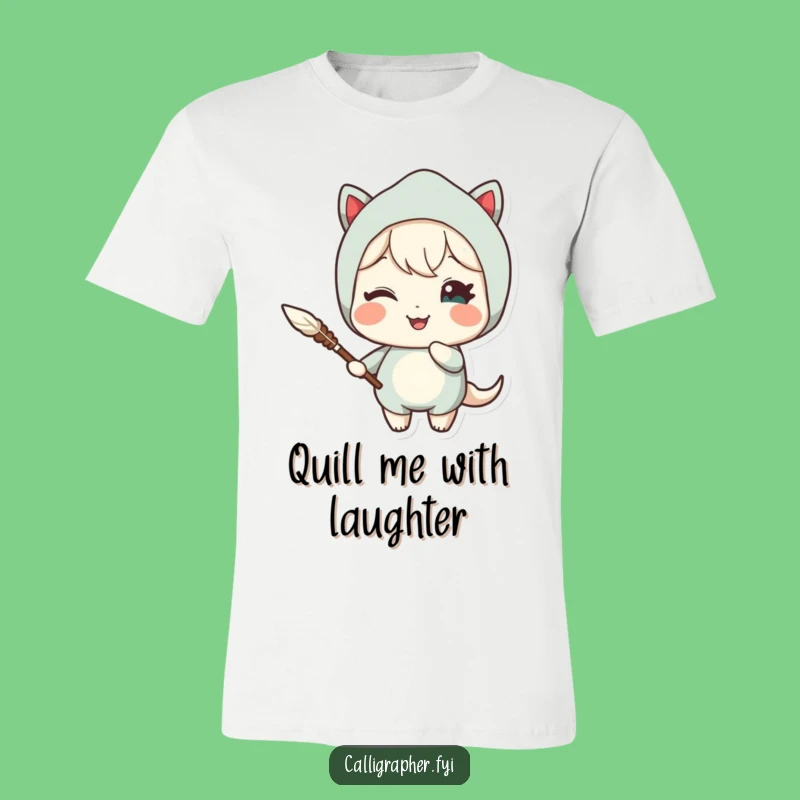 Funny Quill Winker T-Shirt: Cute Character Delightful Pen Tee