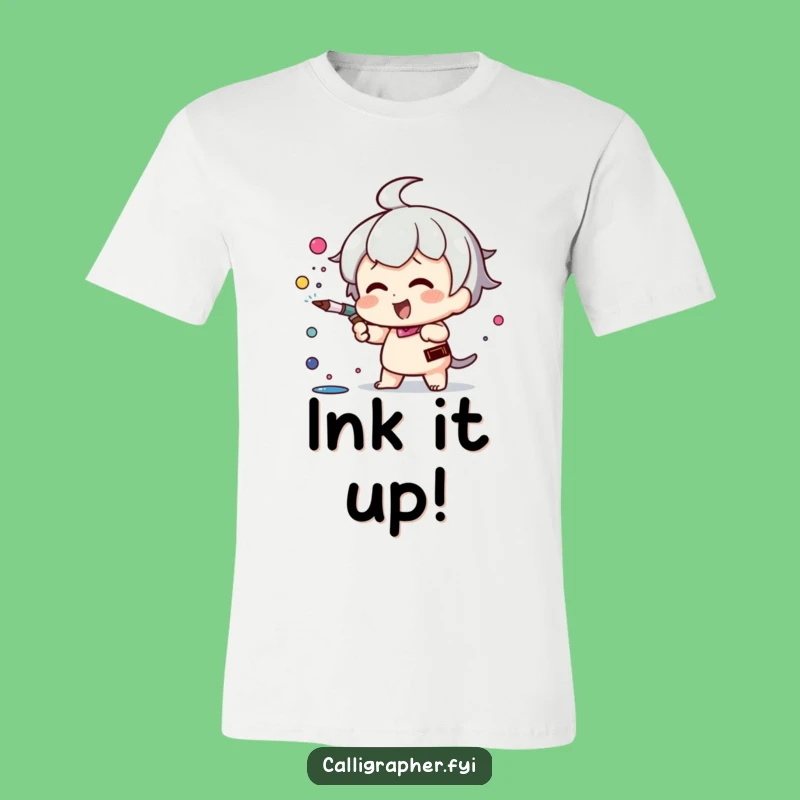 Funny Kawaii Ink Spray Tee: Enthusiastic Character Shirt, Hilarious Art Gift