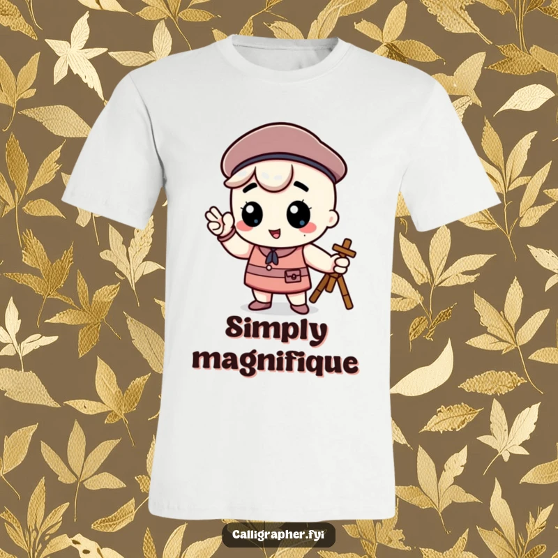 Funny kawaii character donning a beret and posing proudly, a humorous t-shirt celebrating the artistic lifestyle and creative confidence.